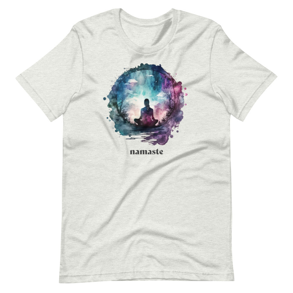 Namaste Yoga Meditation TShirt - Watercolor Sphere - Ash Color - https://ascensionemporium.net